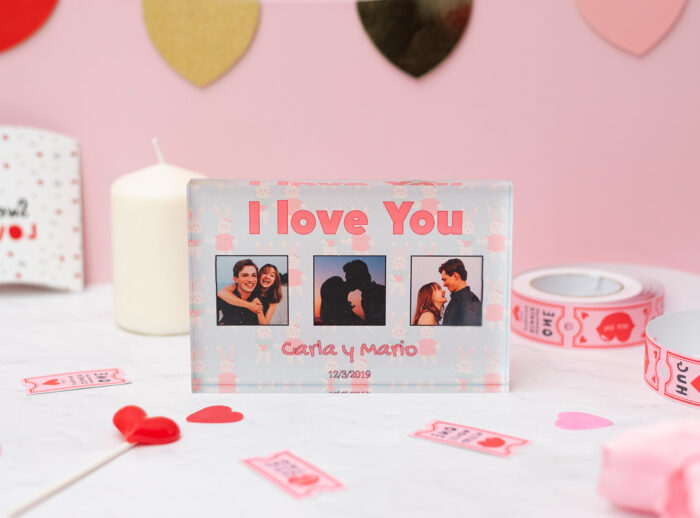 Bloque de metacritalo de 10x15 cm con diseños de enamorados