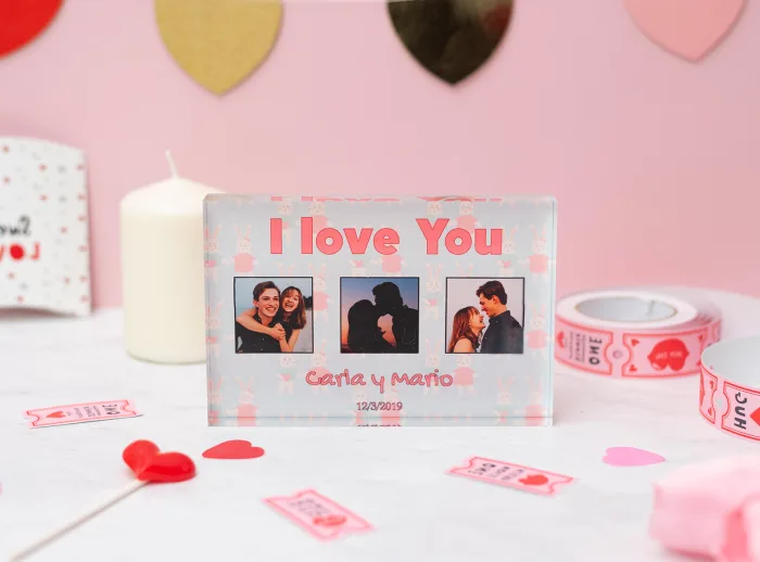 Bloque de metacritalo de 10x15 cm con diseños de enamorados