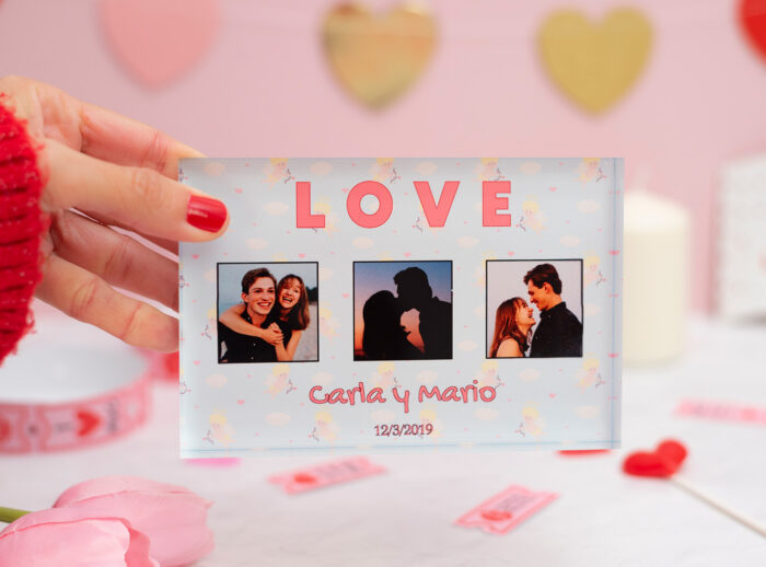 Bloque de metacritalo de 10x15 cm con diseños de enamorados