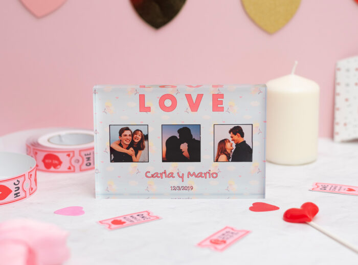 Bloque de metacritalo de 10x15 cm con diseños de enamorados