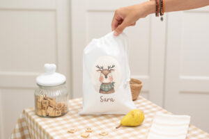 Bolsa de merienda personalizada con diseño de ciervo y nombre