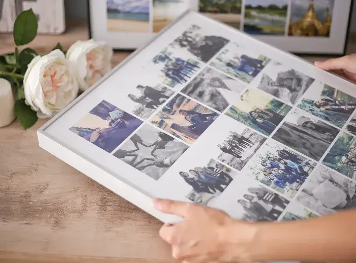 Collage Instagram 40x56 cm. con marco plata