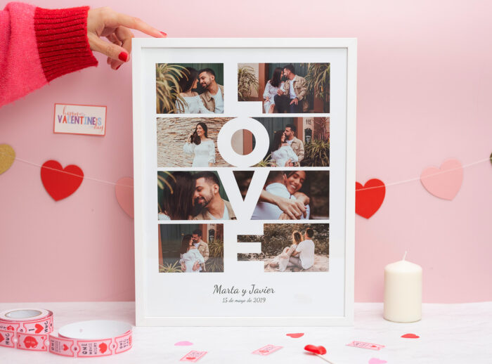 Collage Love con marco 30x40 blanco
