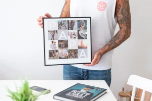 Collage personalizado para papá con moldura de aluminio negra