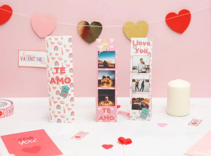 Tiras de imán fotomatón con diseño de enamorados