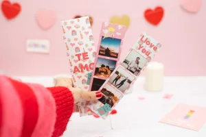 Tiras de imán fotomatón con diseño de enamorados