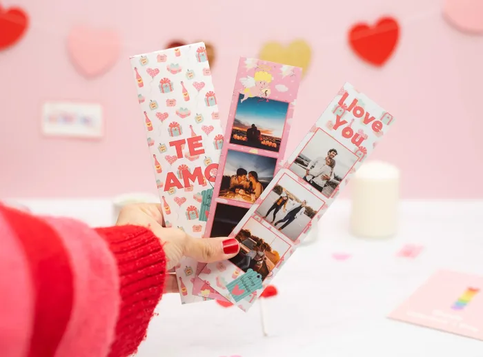 Tiras de imán fotomatón con diseño de enamorados