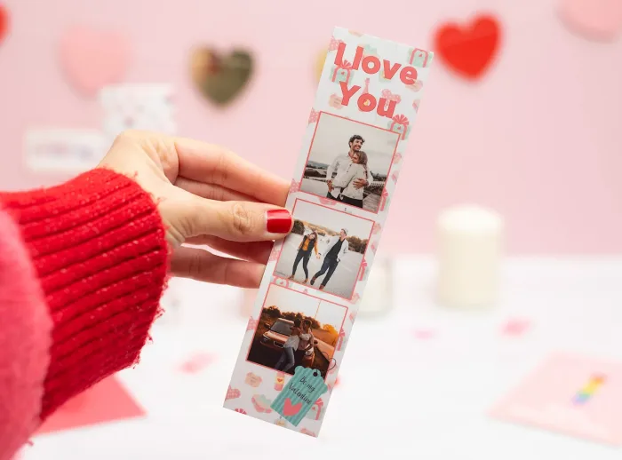 Tiras de imán fotomatón con diseño de enamorados