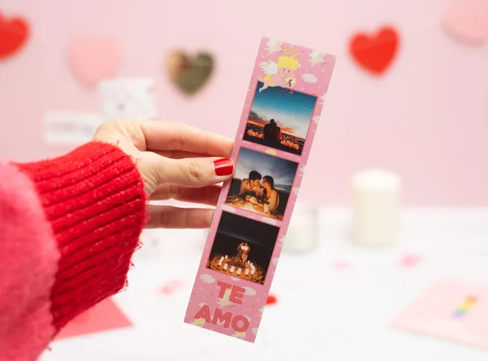 Tiras de imán fotomatón con diseño de enamorados
