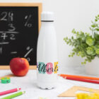 Botella termo con el nombre profe en varios colores y personalizada con nombre del profesor