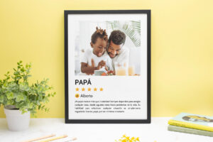 Lamina de reseña de papá en tamaño 30x40 cm. con marco de madera negro