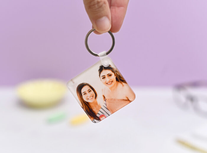 Llavero de metacrilato formato cuadrado 5x5 cm