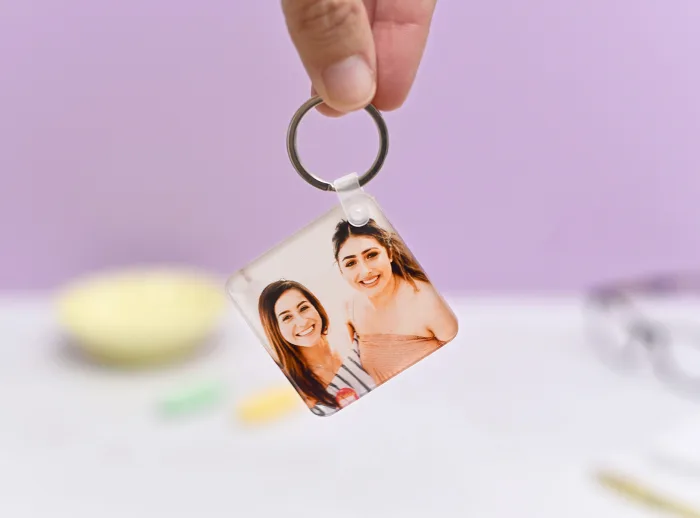 Llavero de metacrilato formato cuadrado 5x5 cm