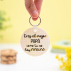 Llavero personalizado redondo de plástico con la inscripción "Papá, como tú, no hay ninguno" en un lado y una foto en el otro.