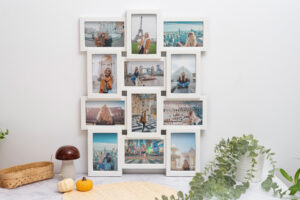 Marco múltiple Topic de 12 fotos tamaño 10x15 cm. en color blanco para colgar