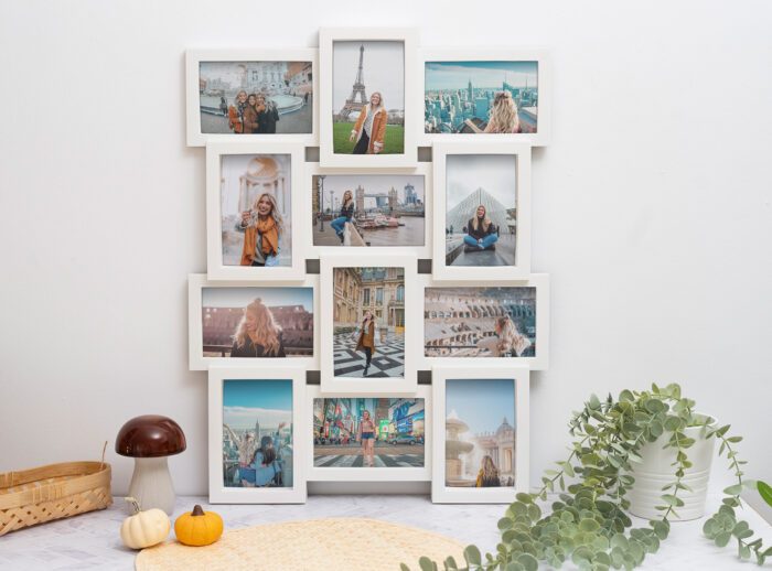 Marco múltiple Topic de 12 fotos tamaño 10x15 cm. en color blanco para colgar