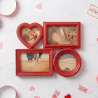 Multimarco enamorados visto desde arriba con cuatro fotografías impresas