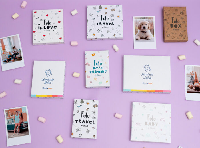 Revelado retro Fotografías en formato retro con diferentes cajas