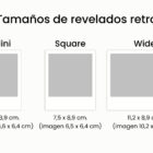 Esquema con los tamaños del revelado retro