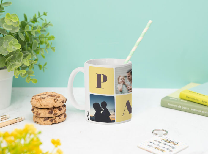 taza collage papa Taza personalizada con collage de 4 fotos y el texto ‘Papá’. Regalo único y emotivo para sorprender a papá en cualquier ocasión