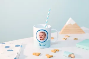Tazas de plástico infantil personalizada con diseño de tiburón para poner nombre y foto