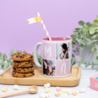 Taza collage personalizada con 4 fotos y el texto 'Mamá