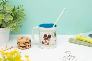 Taza personalizada con la frase "Papá, eres lo más. Como tú, no hay uno igual." y espacio para incluir una foto.